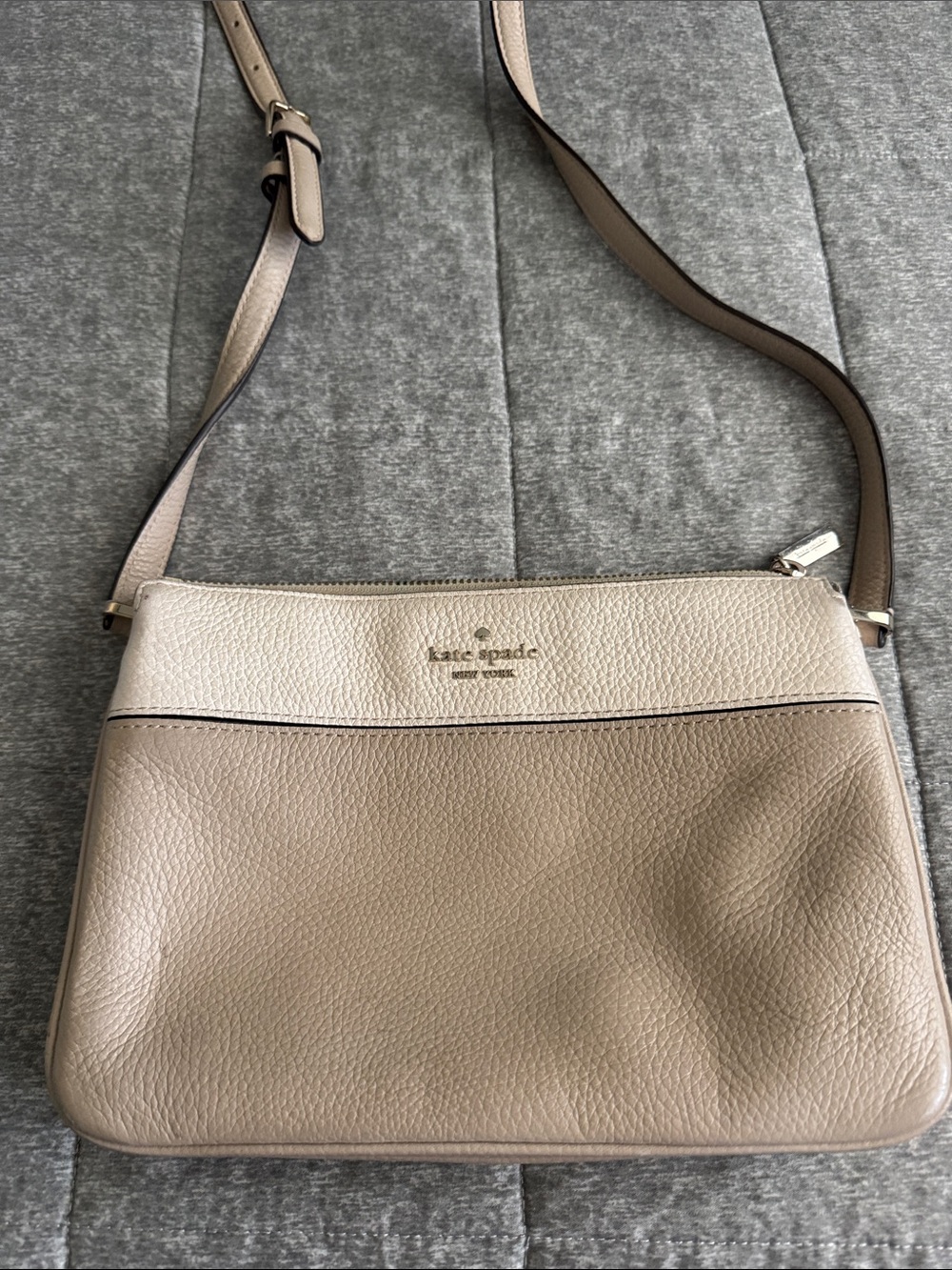 kate spade Two-Tone Cream and Beige Pebbled Leather Crossbody